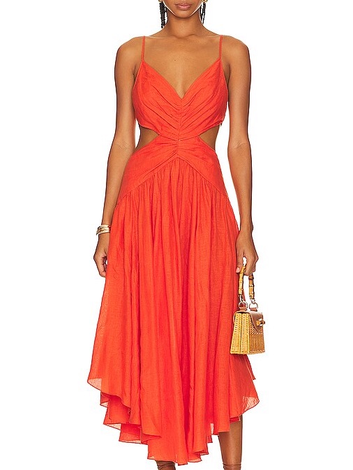 Zimmermann Raie Plunge Cut Out Midi Dress